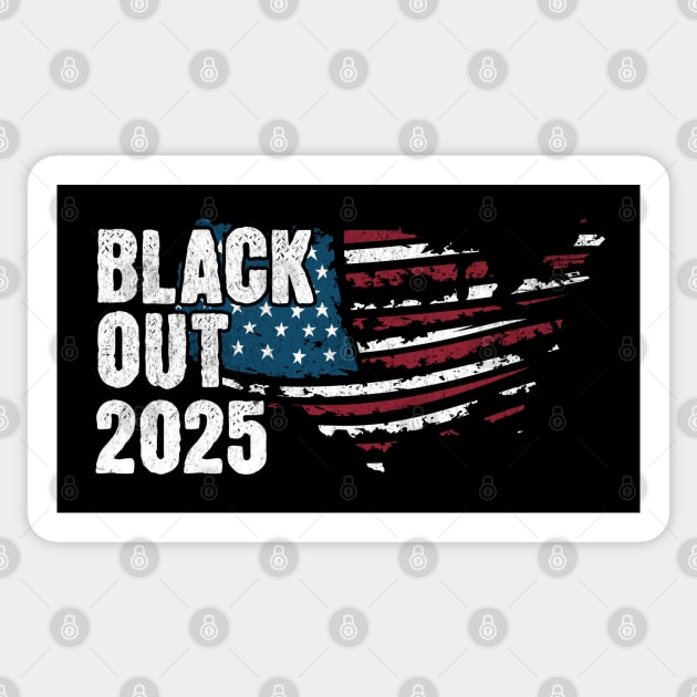 Blackout 2025 USA Flag Protest Art for American Unity Supporters Sticker by Yesteeyear